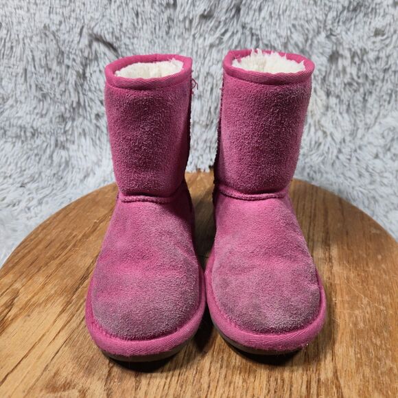 Koolaburra by Ugg Toddler Kid Sz 10 Sherpa Lined Pink Suede Winter Slip On Boots - Picture 2 of 11